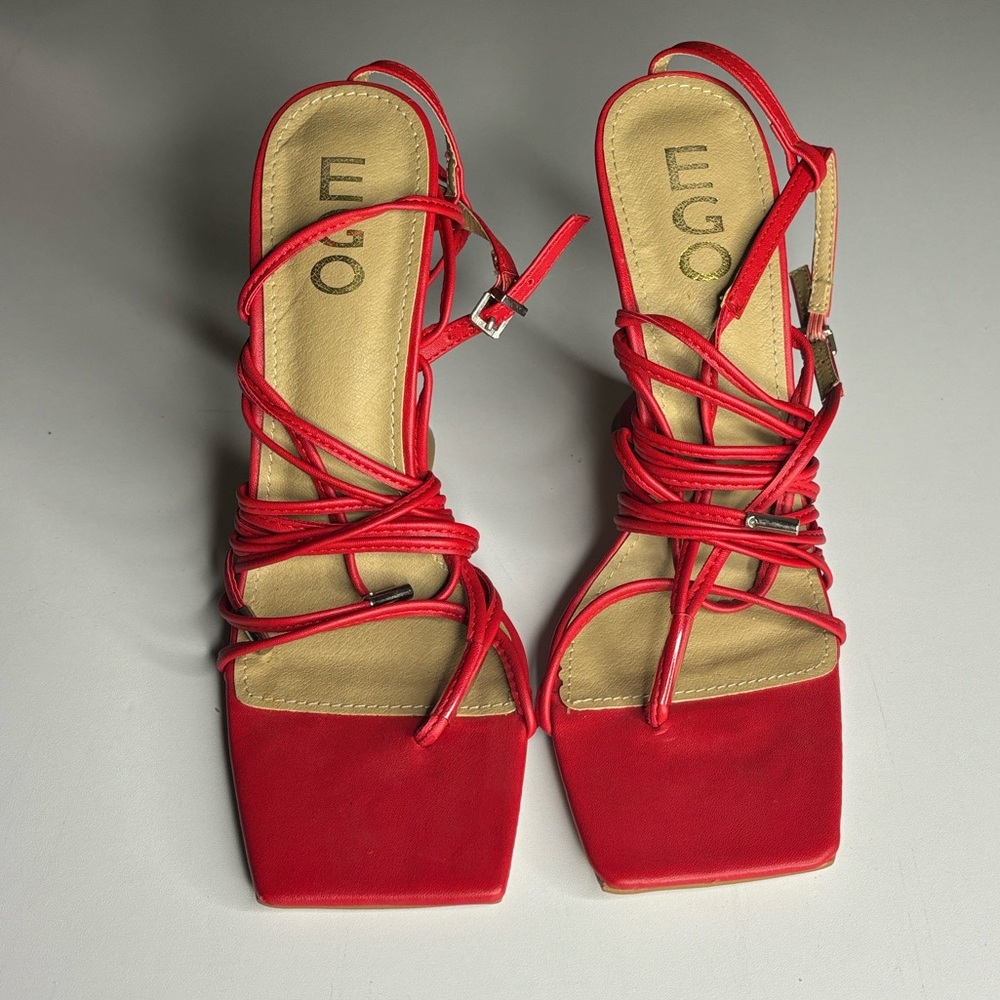 EGO Fuchsia Strappy Heels Women’s Size 9 Buckle Sandals 4 Inch Party Shoes